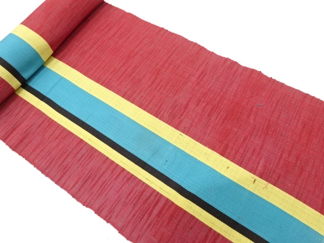 JAPANESE KIMONO / ANTIQUE BOLT FOR HASSUN OBI / SILK / WOVEN STRIPE